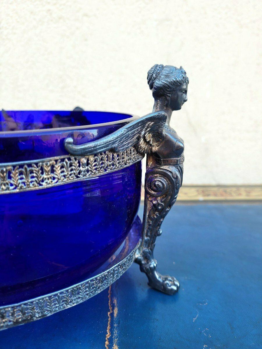 photo for sale Hercules And Omphale, Glass And Silverplated Metal Bowl , Late 19th Early 20th Century