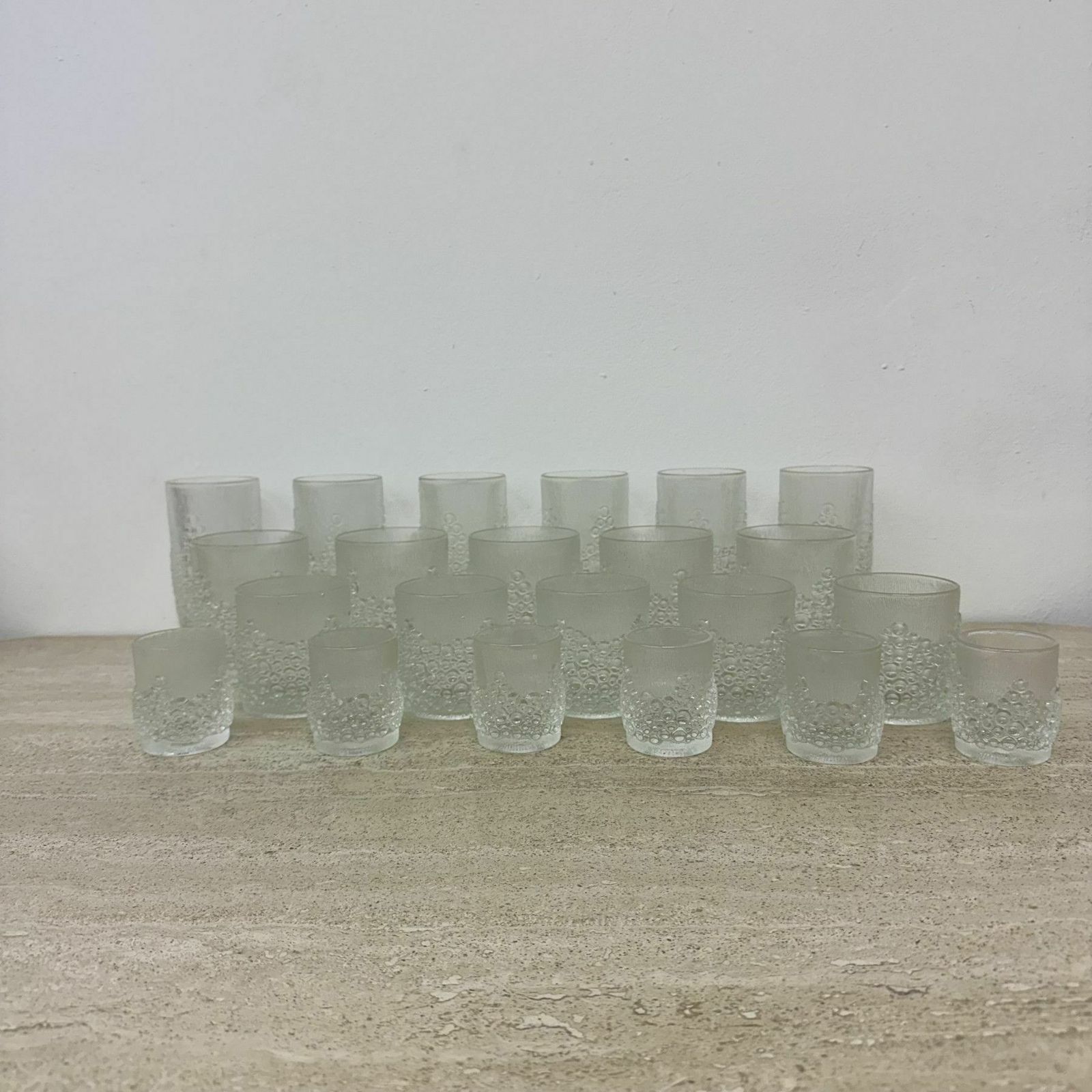 photo furniture Set Vintage Drink Glasses Finnish Glass , 1970s