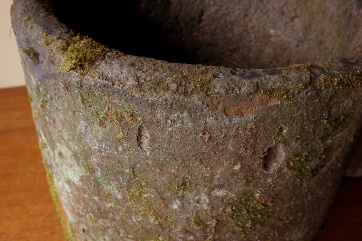 Two French Foundry Melting Pots. Lava Stone Smelting Crucibles. Planters. photo vintage