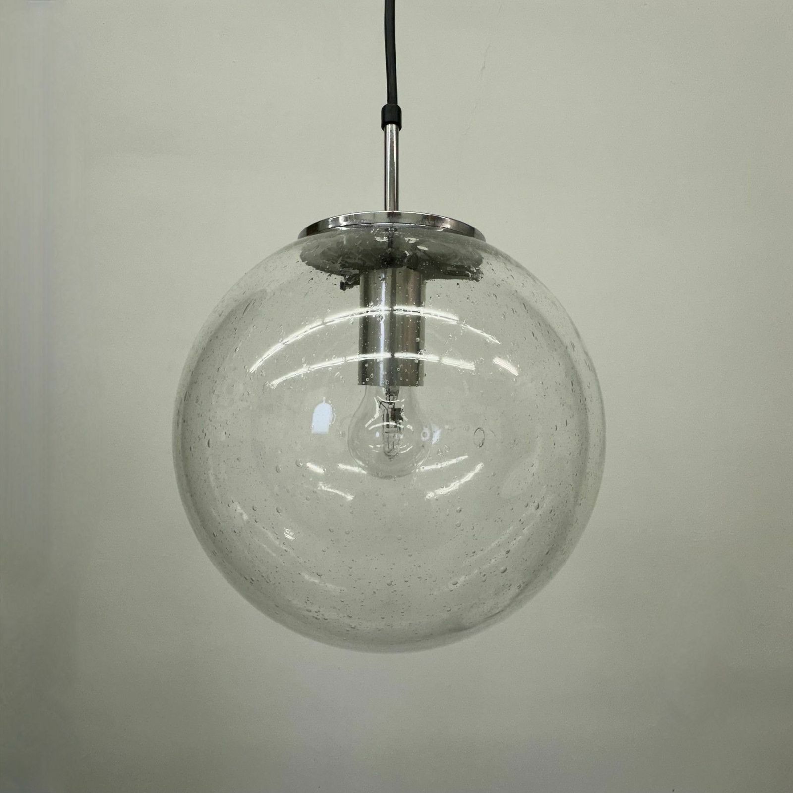 photo furniture Large Limburg Glashütte Hanging Lamp Globe 1970s Germany