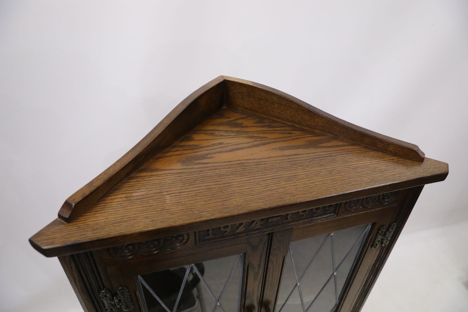 photo vintage Old Charm 75 Anniversary Corner Display Cabinet Light Oak Free Uk Delivery