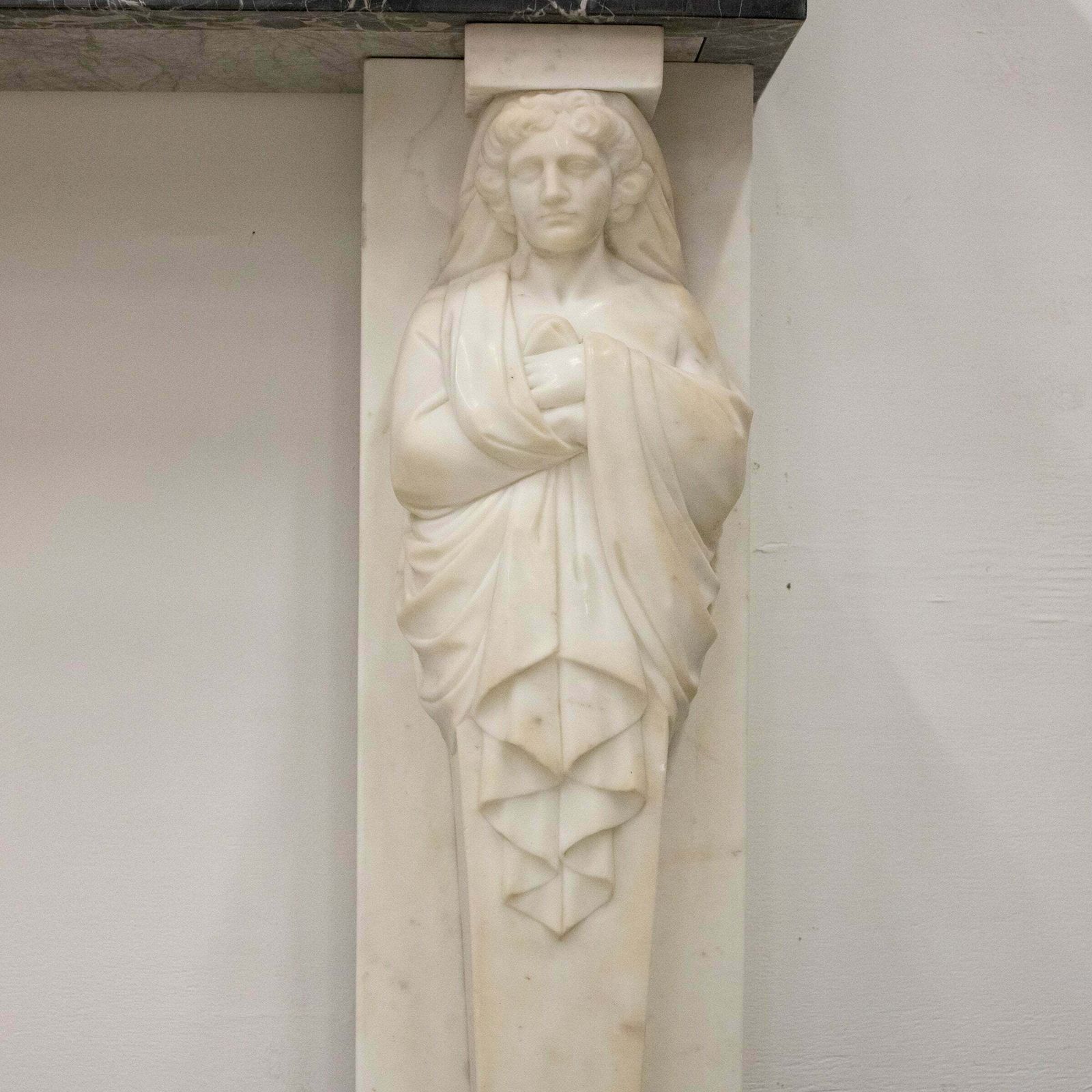Antique Greek Revival Statuary Marble Fireplace photo vinterior