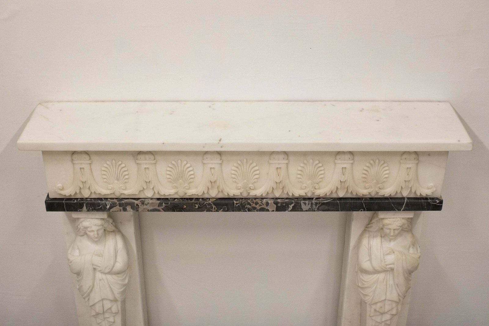photo for sale Antique Greek Revival Statuary Marble Fireplace