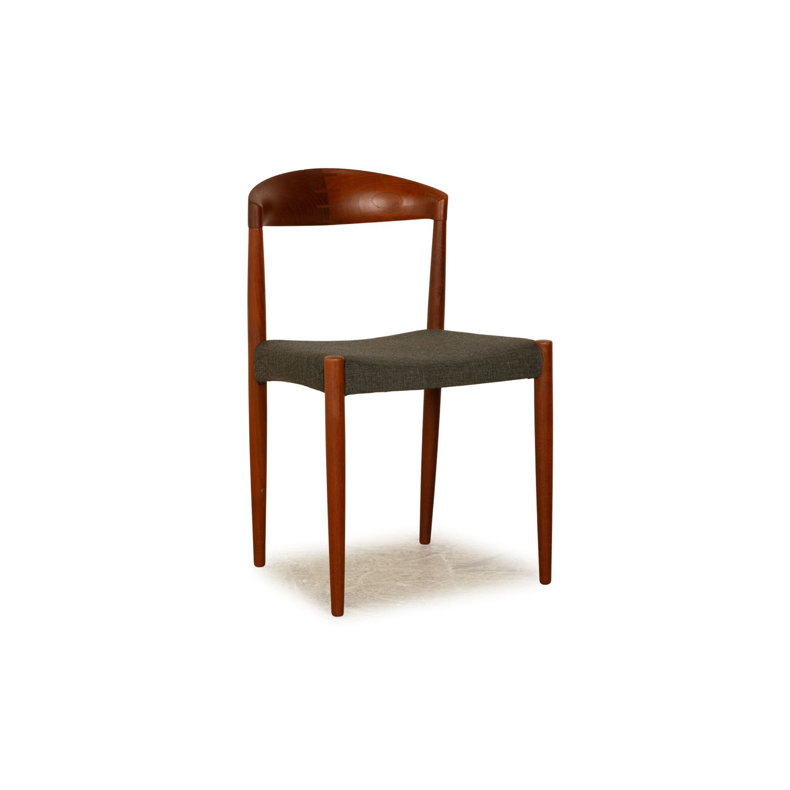 Set Of 6 Knud Anderson Vintage Teak Wood Chairs Brown Grey 1967 Made In Denmark photo 3185.0