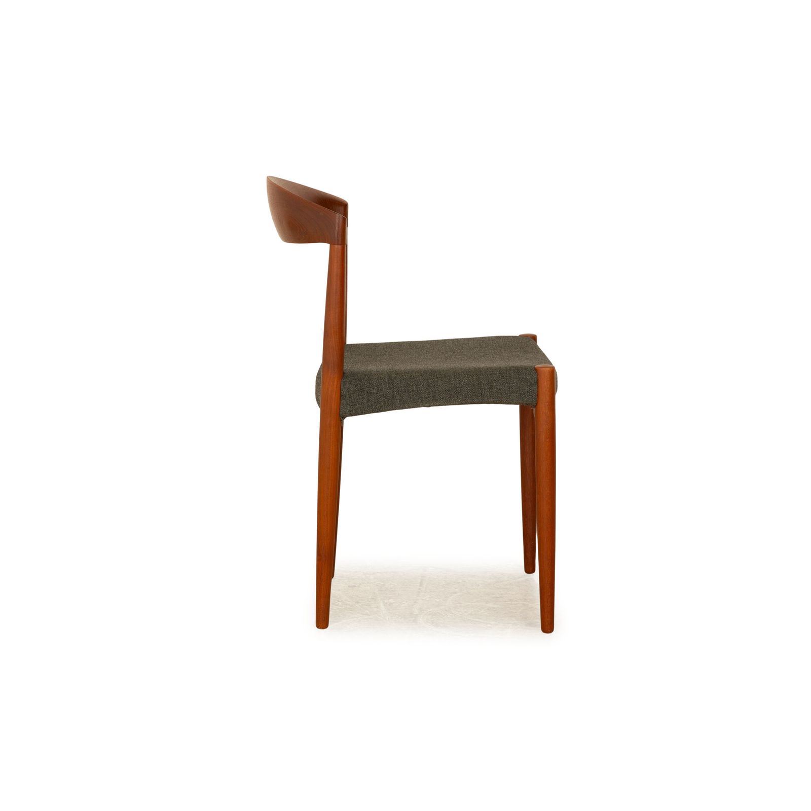 Set Of 6 Knud Anderson Vintage Teak Wood Chairs Brown Grey 1967 Made In Denmark photo vinterior