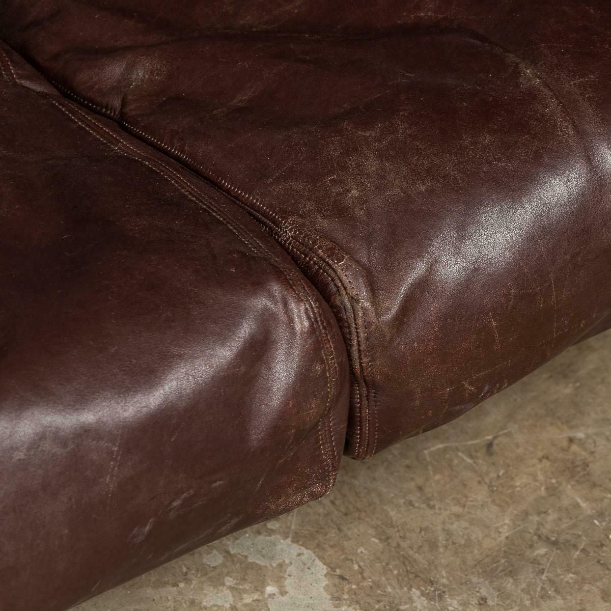 Furniture A 20th Century Italian Brown Leather Sofa By Gae Aulenti For Poltronova C.1962 photo