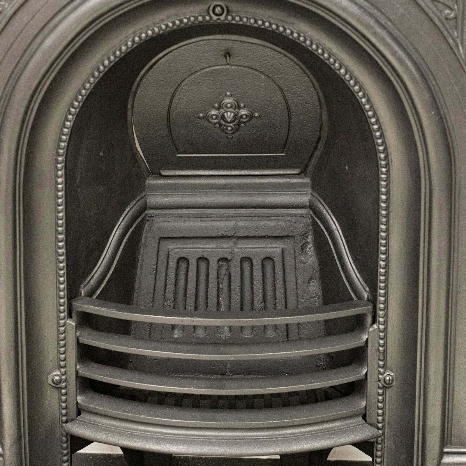 Reclaimed Victorian Cast Iron Arched Combination Fireplace photo for sale