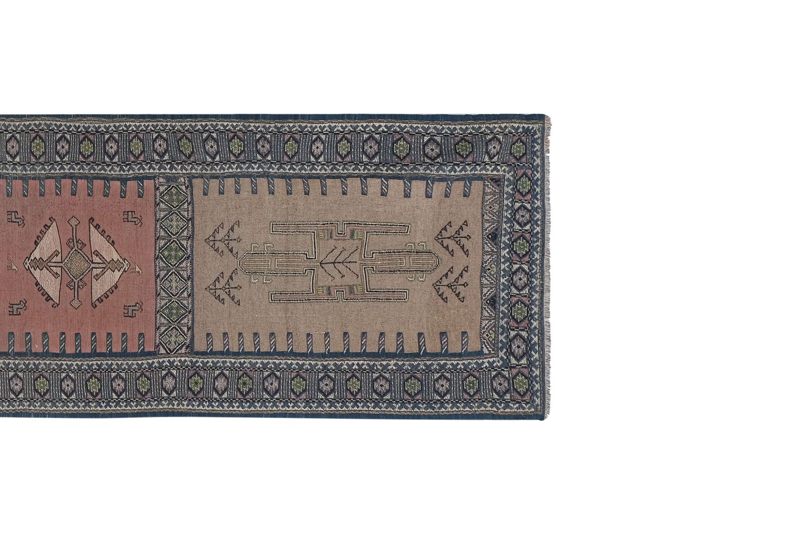 Handwoven Tribal Embroidery Animal Soumac Kilim Rug 3'1'' X 13'3'' photo for sale