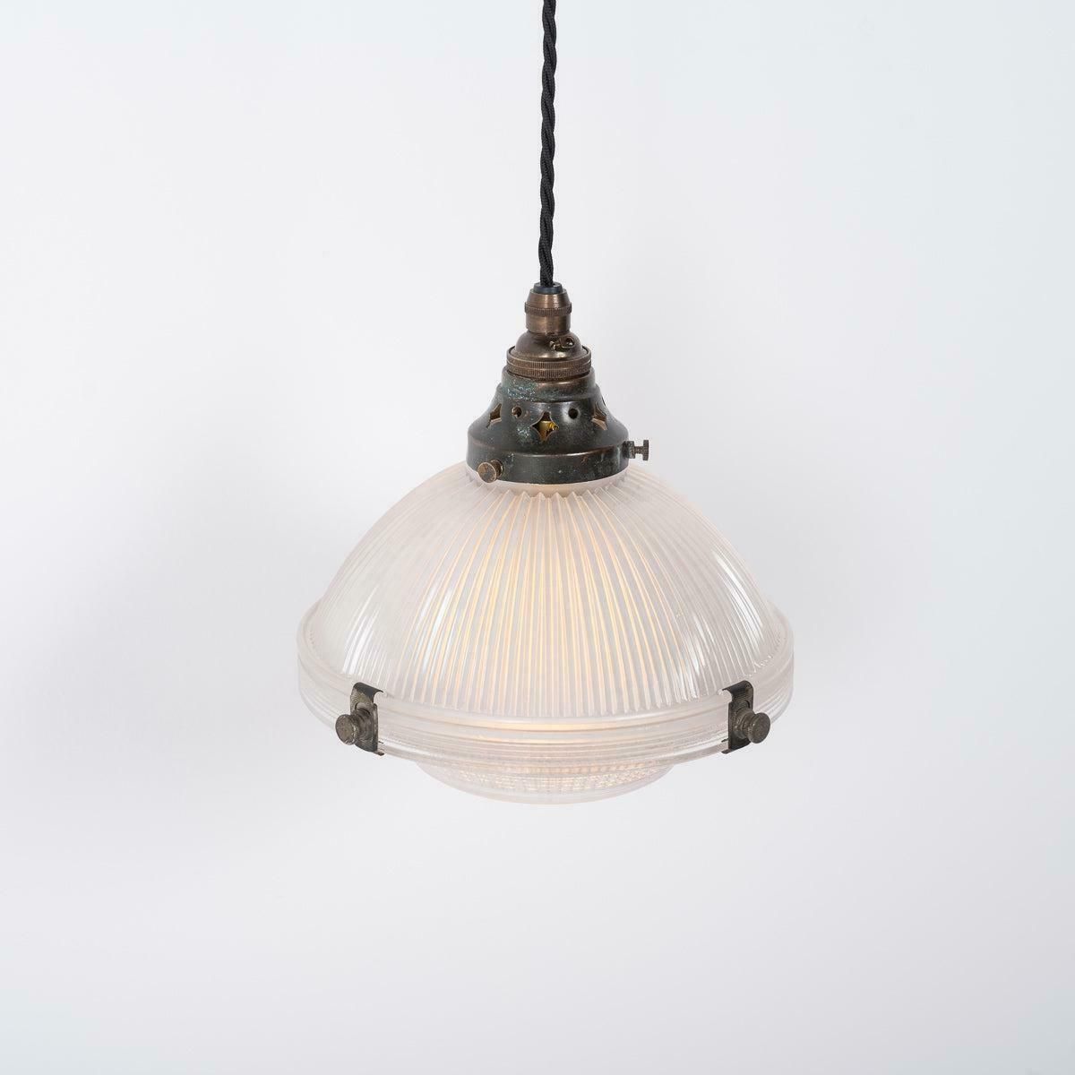 Small Reclaimed Holophane Two Part Pendant Light photo 475.0