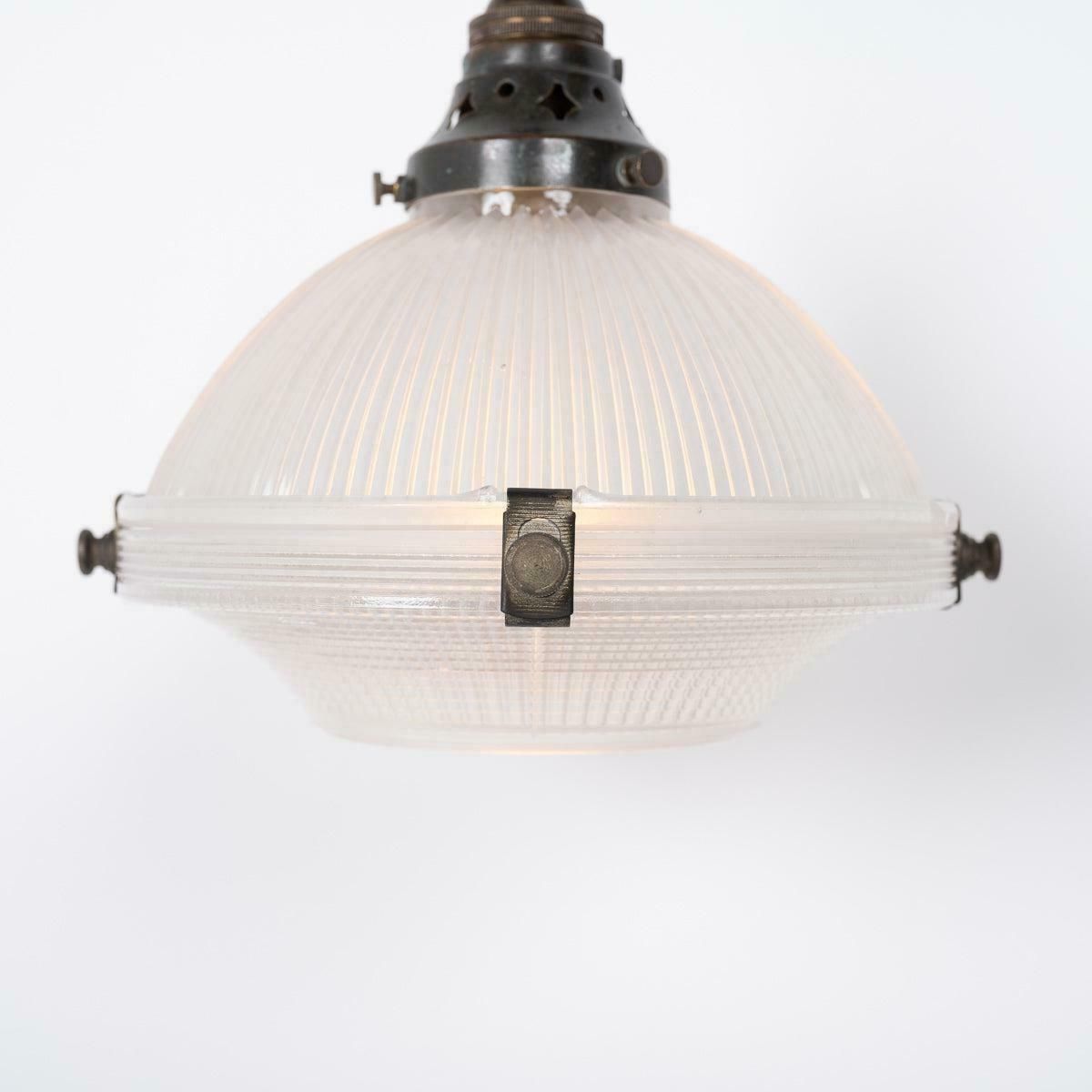 Small Reclaimed Holophane Two Part Pendant Light photo vintage