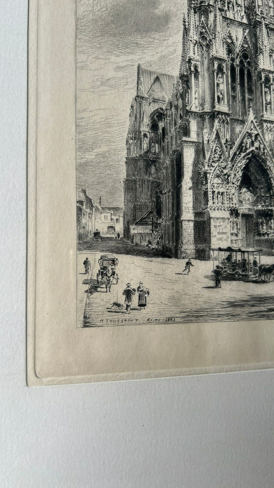1883 Etching Of The Cathedral Of Notre Dame Of Reims By Henri Toussaint photo 149.0