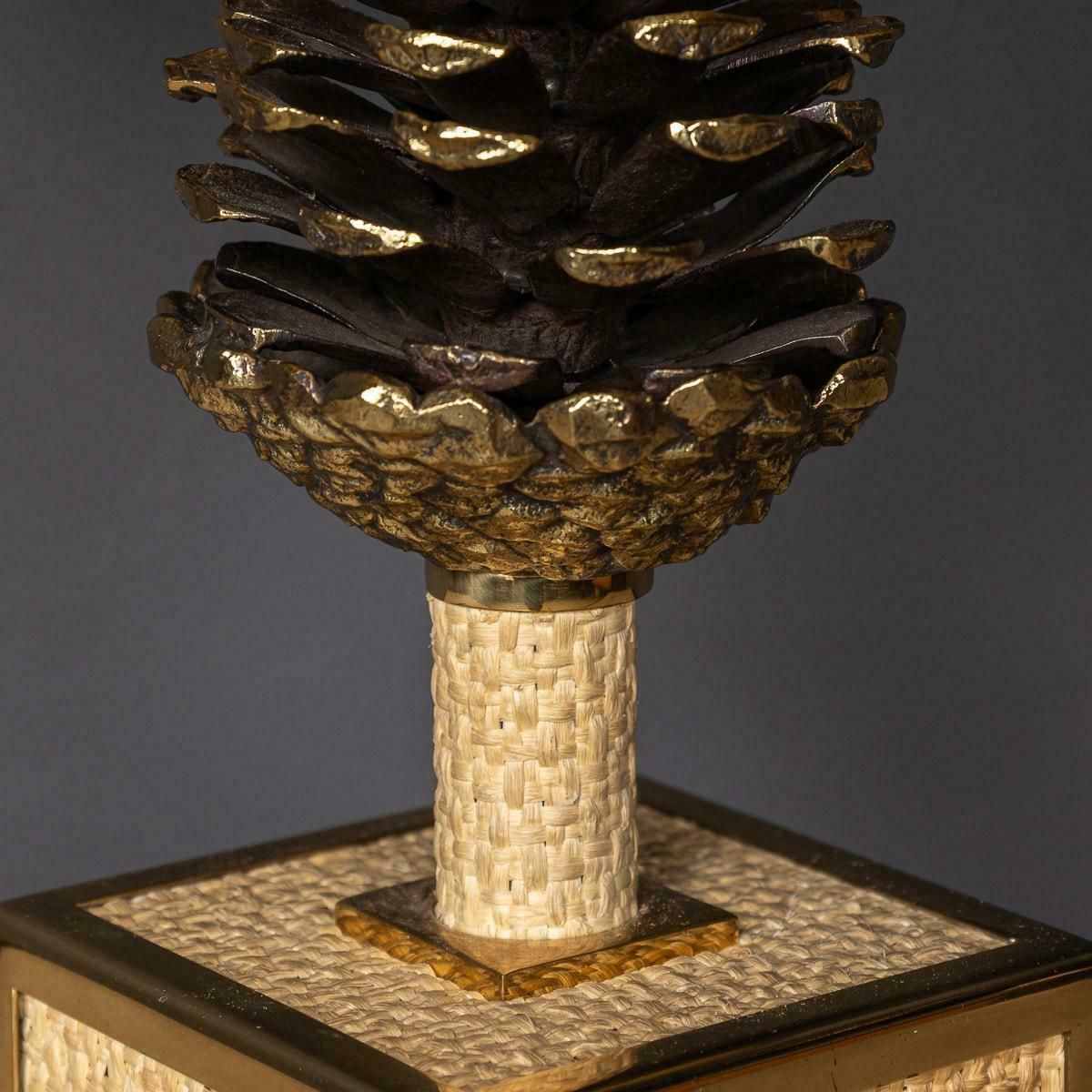 A Vintage 20th Century Italian Bergere Lamp With Pine Cone Detailing C.1970 photo Lighting