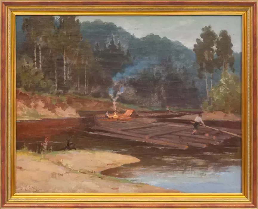 Landscape  Oil Canvas 20th Century 50`s. photo Art