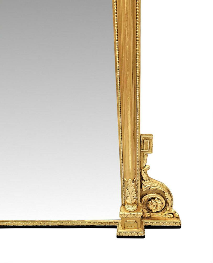 A Stunning Large 19th Century Giltwood Overmantel Mirror photo vintage
