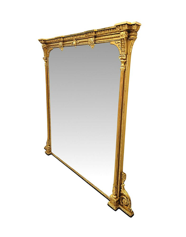A Stunning Large 19th Century Giltwood Overmantel Mirror photo for sale