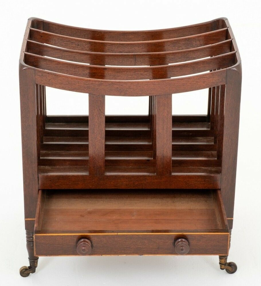 Mahogany Canterbury Antique Paper Magazine Rack photo vinterior