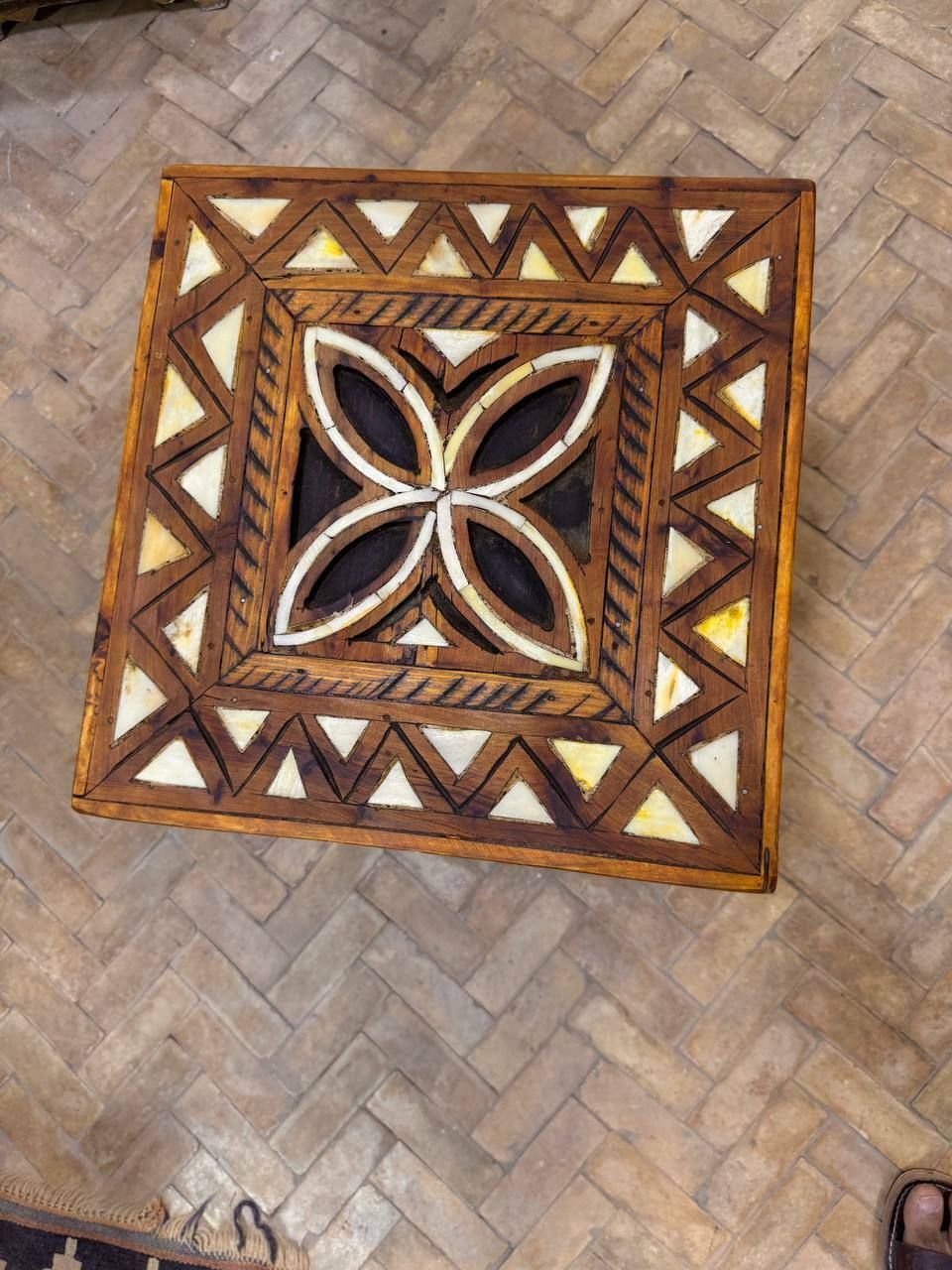 High End Vintage Camel Bone Inlay Moroccan Wooden Table For Living Room Bedroom photo furniture
