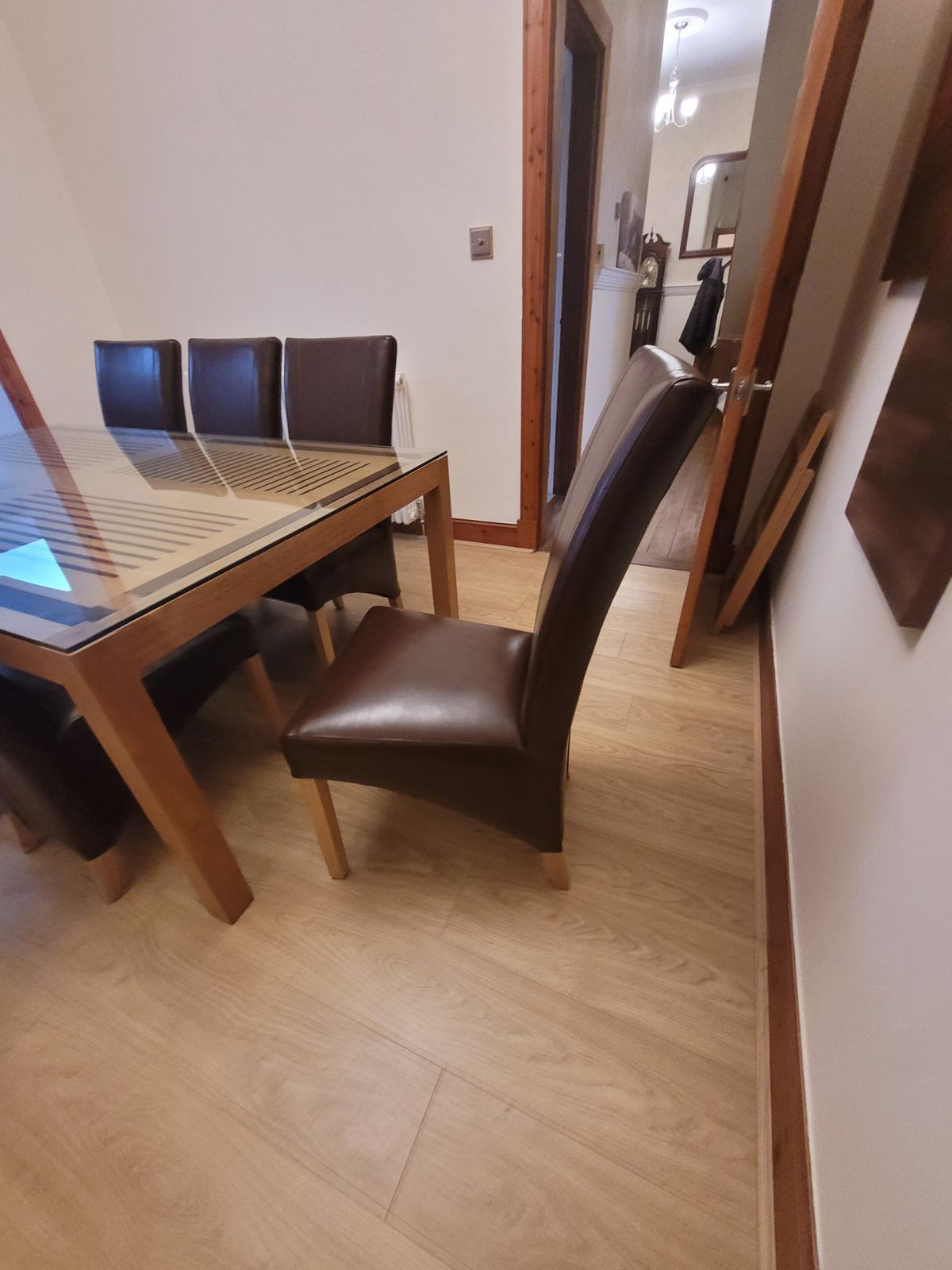 Custom Made Oak And Glass Dining Table And Chairs photo Furniture