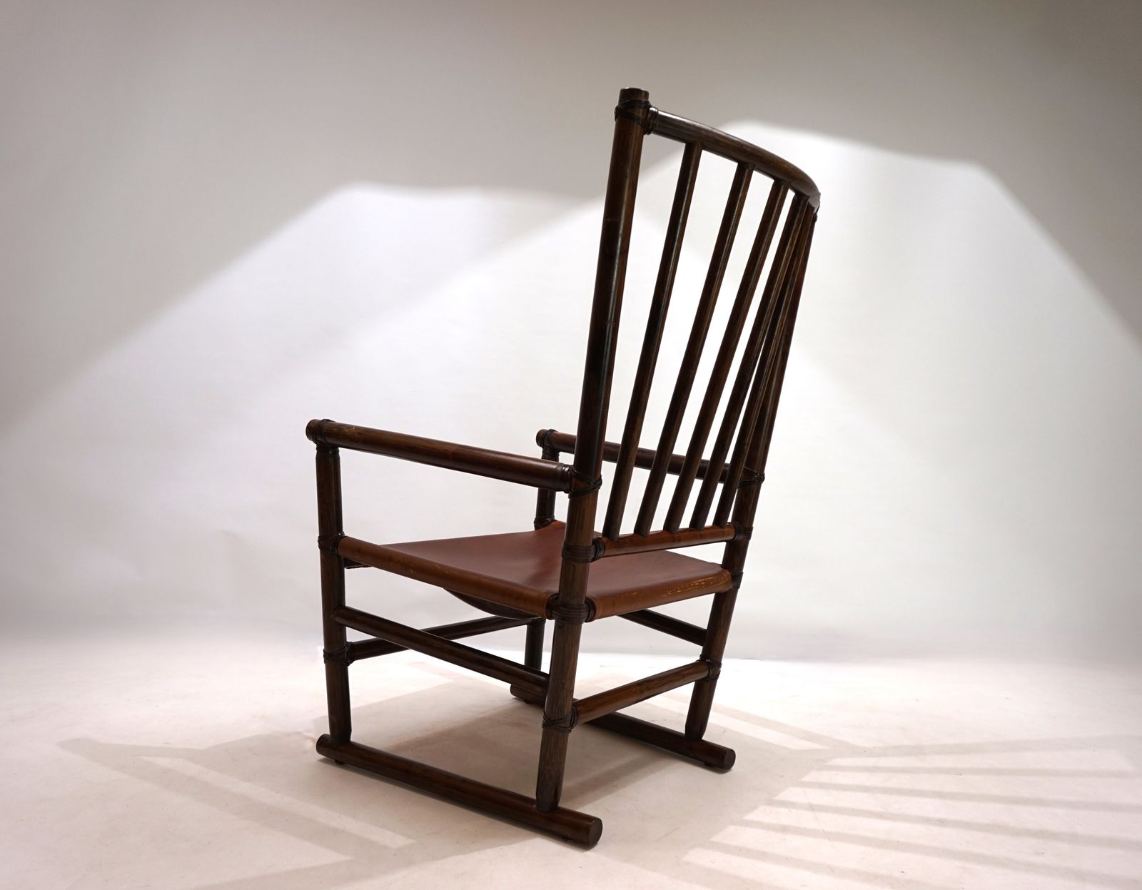 Manou Rattan Armchair With Leather Seat, 1960 photo 399.0