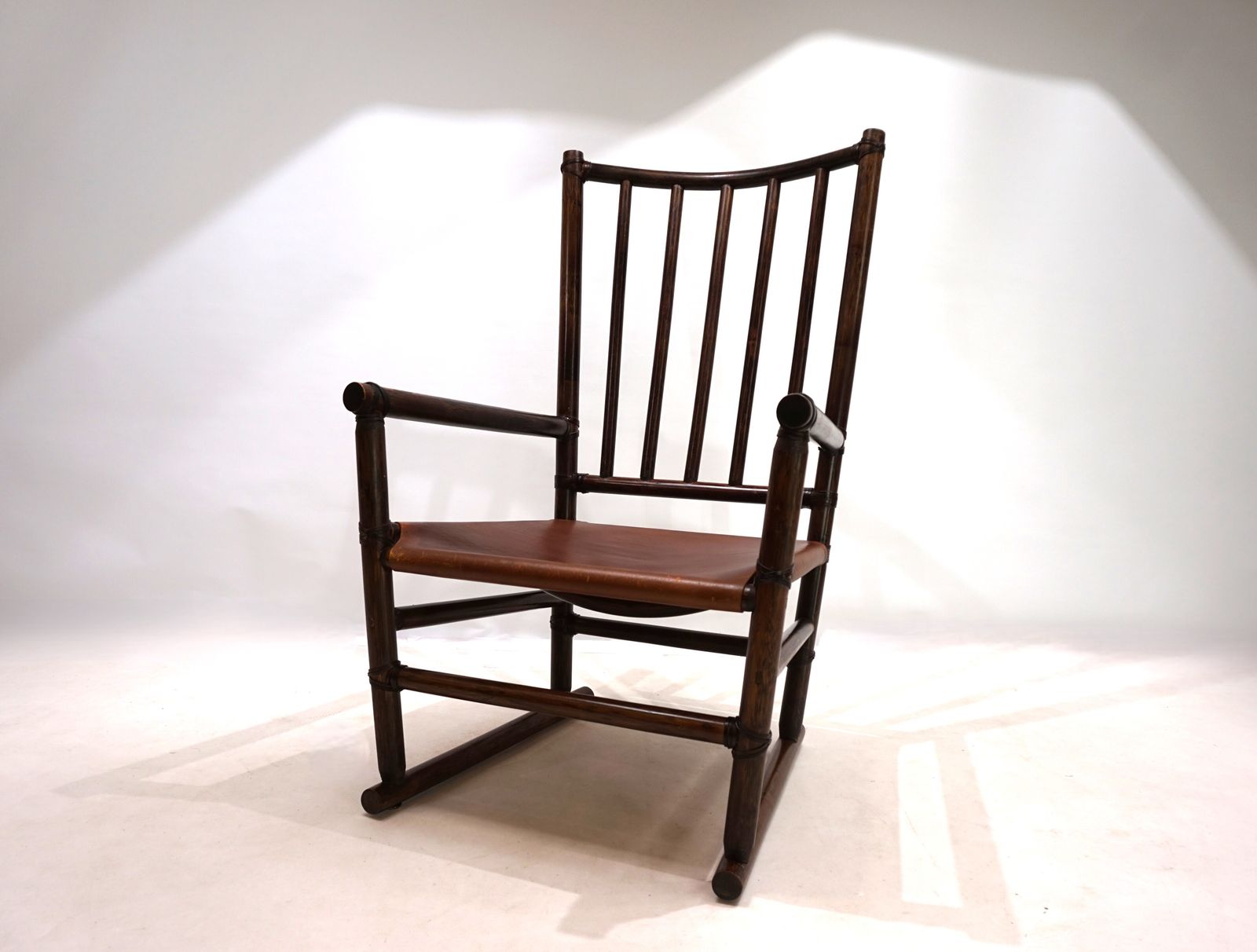 Furniture Manou Rattan Armchair With Leather Seat, 1960 photo