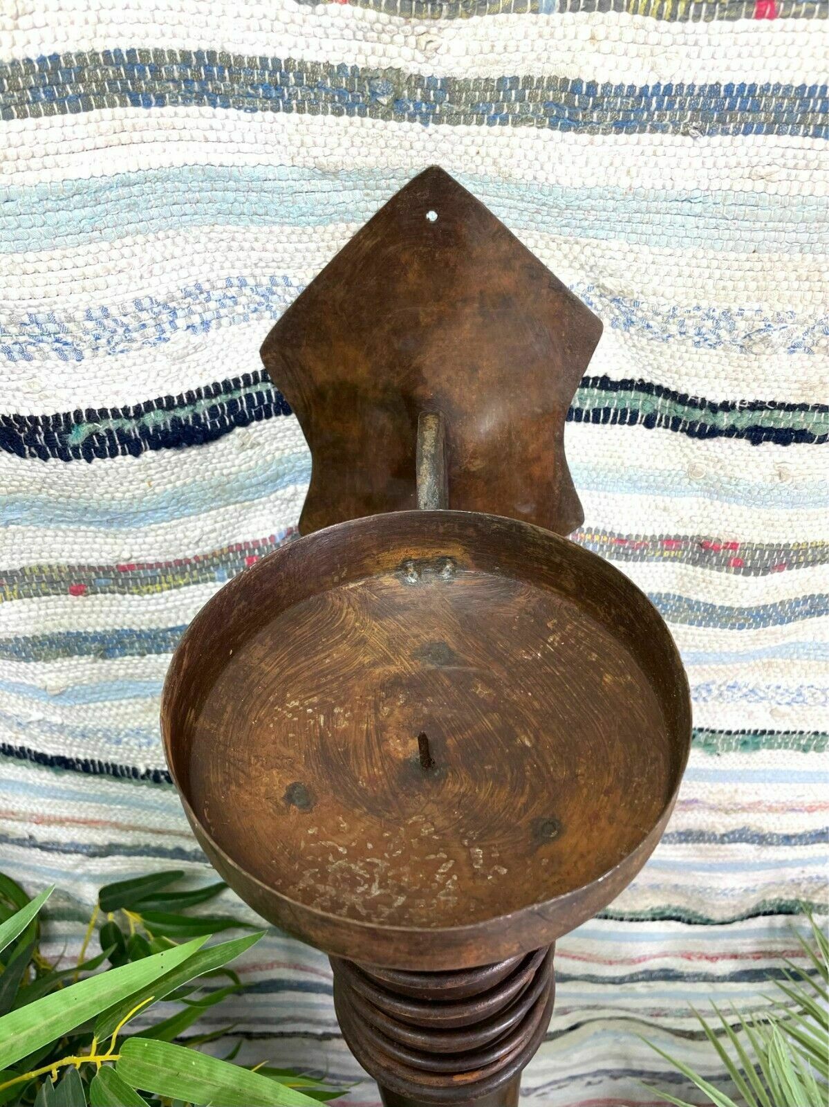 Large Rustic Reclaimed Metal Medieval Torche Torch Candle Holder Wedding Prop photo vinterior