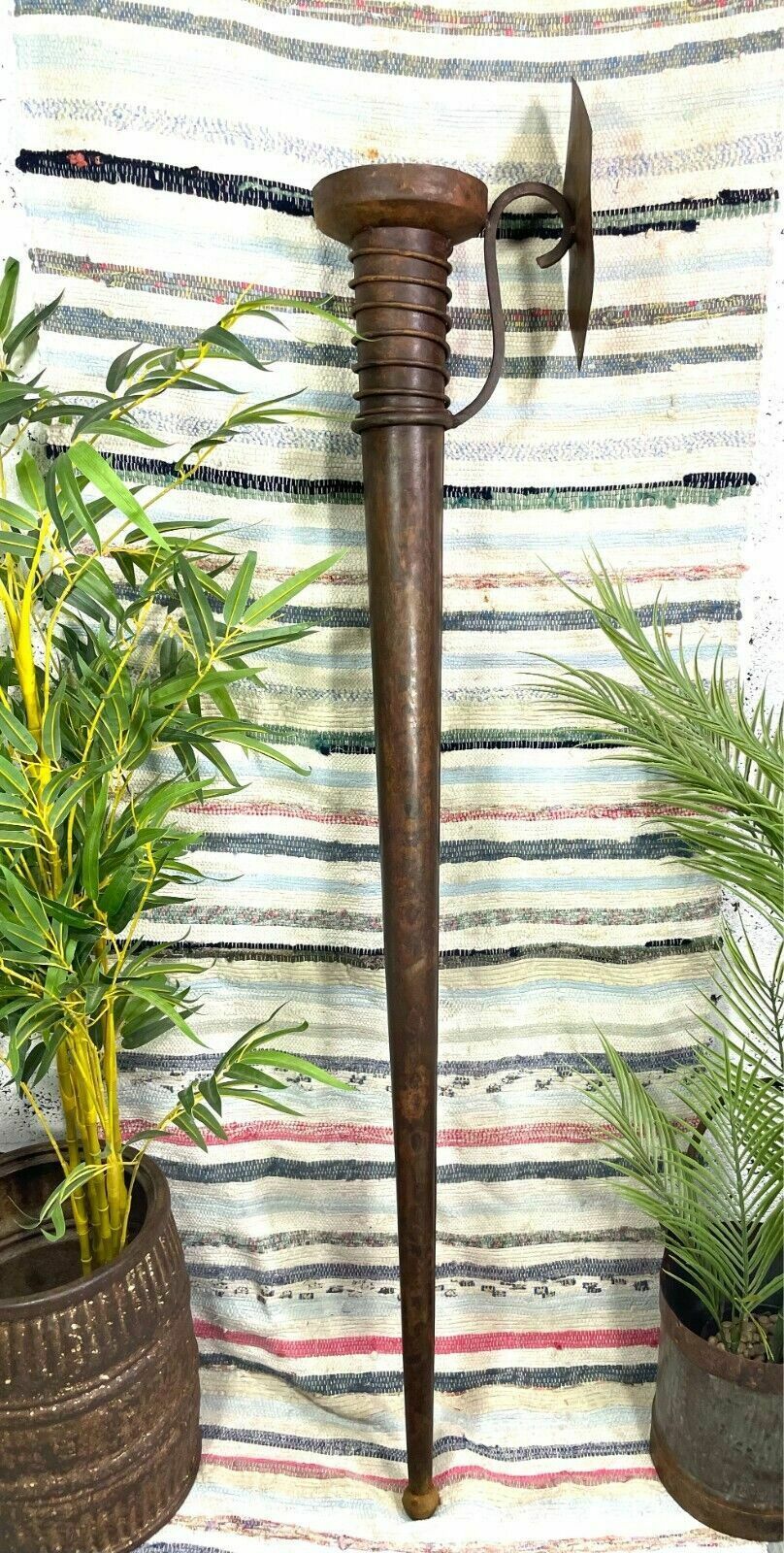 Large Rustic Reclaimed Metal Medieval Torche Torch Candle Holder Wedding Prop photo buy