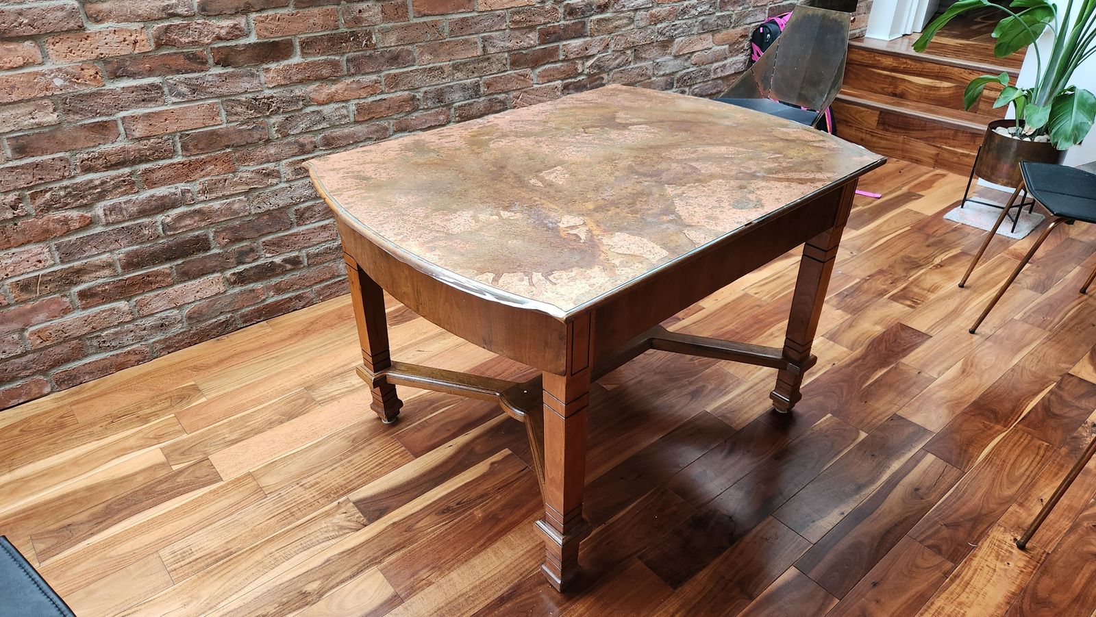 Extendable Dining Table Mahogany With Copper Top, 4 To 8 Seats (88×120/161/203cm) photo furniture
