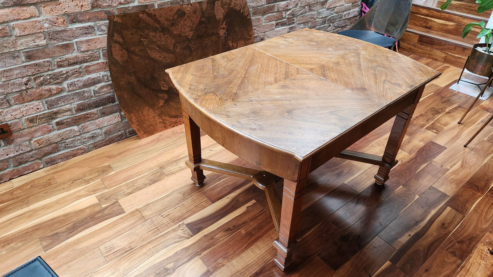 Extendable Dining Table Mahogany With Copper Top, 4 To 8 Seats (88×120/161/203cm) photo 490.0