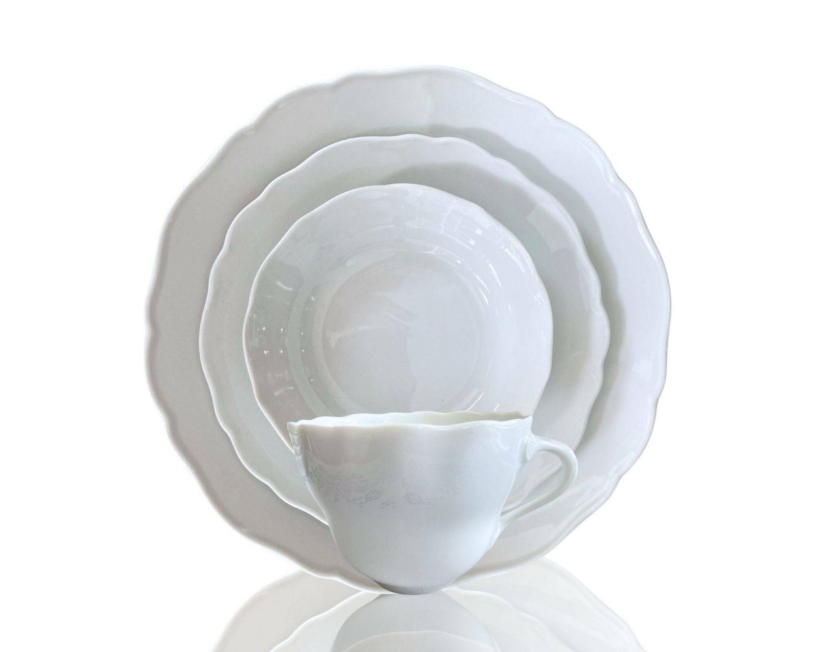 Witte Porseleinen Borden | Servies Met Kopjes En Schoteltjes | 24 Delig Voor 6 Personen | Hutschenreuther