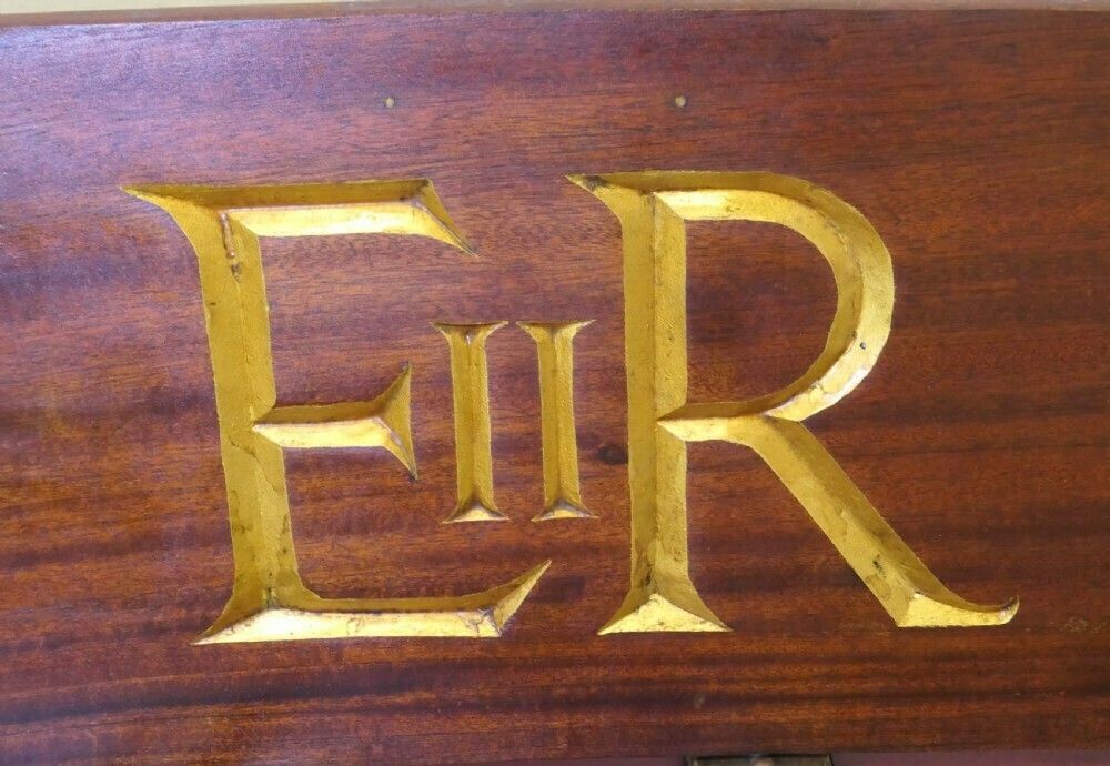 E 11 R Gold Monogrammed On Teak, From A Royal Vessel photo furniture