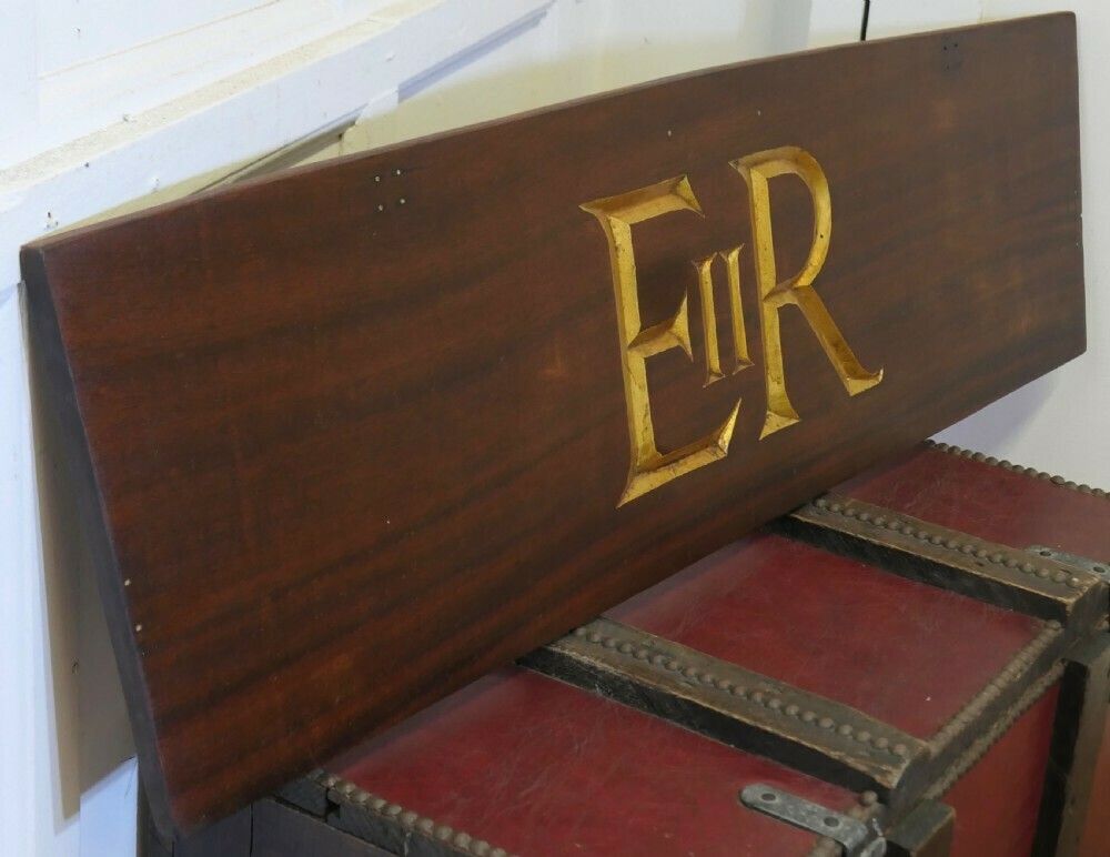 E 11 R Gold Monogrammed On Teak, From A Royal Vessel photo for sale