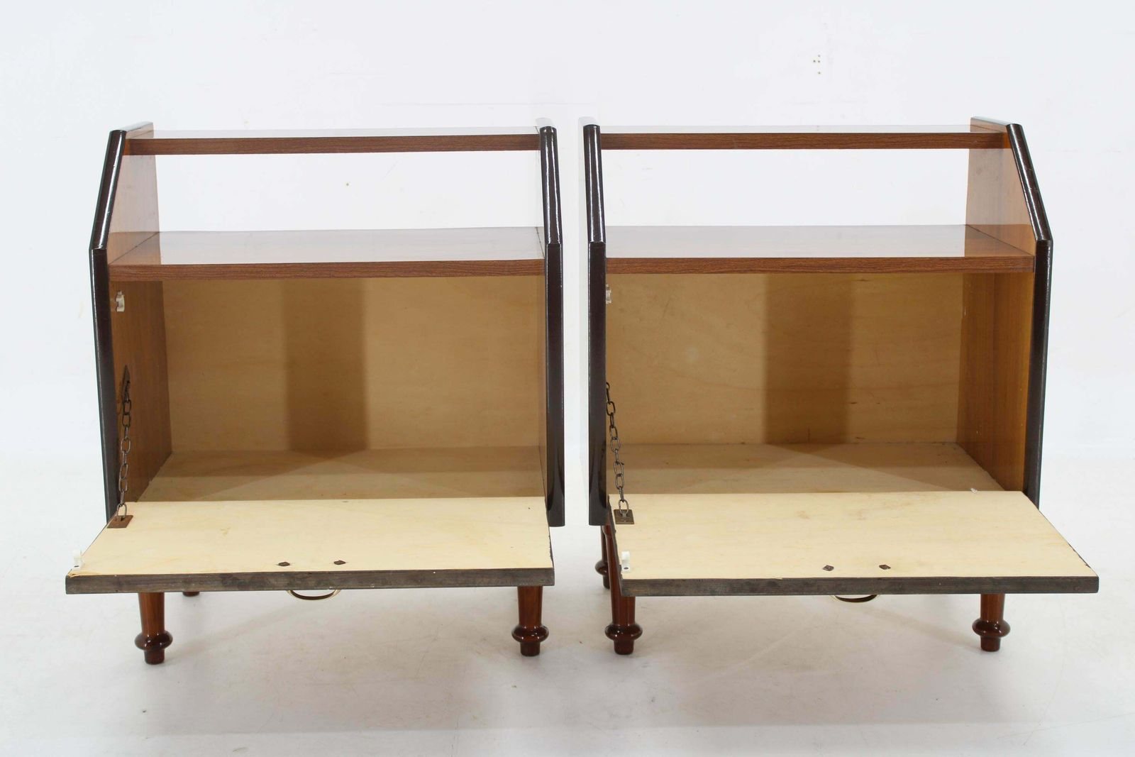 1960s Pair Of Nightstands In Walnut Finish, Italy photo for sale