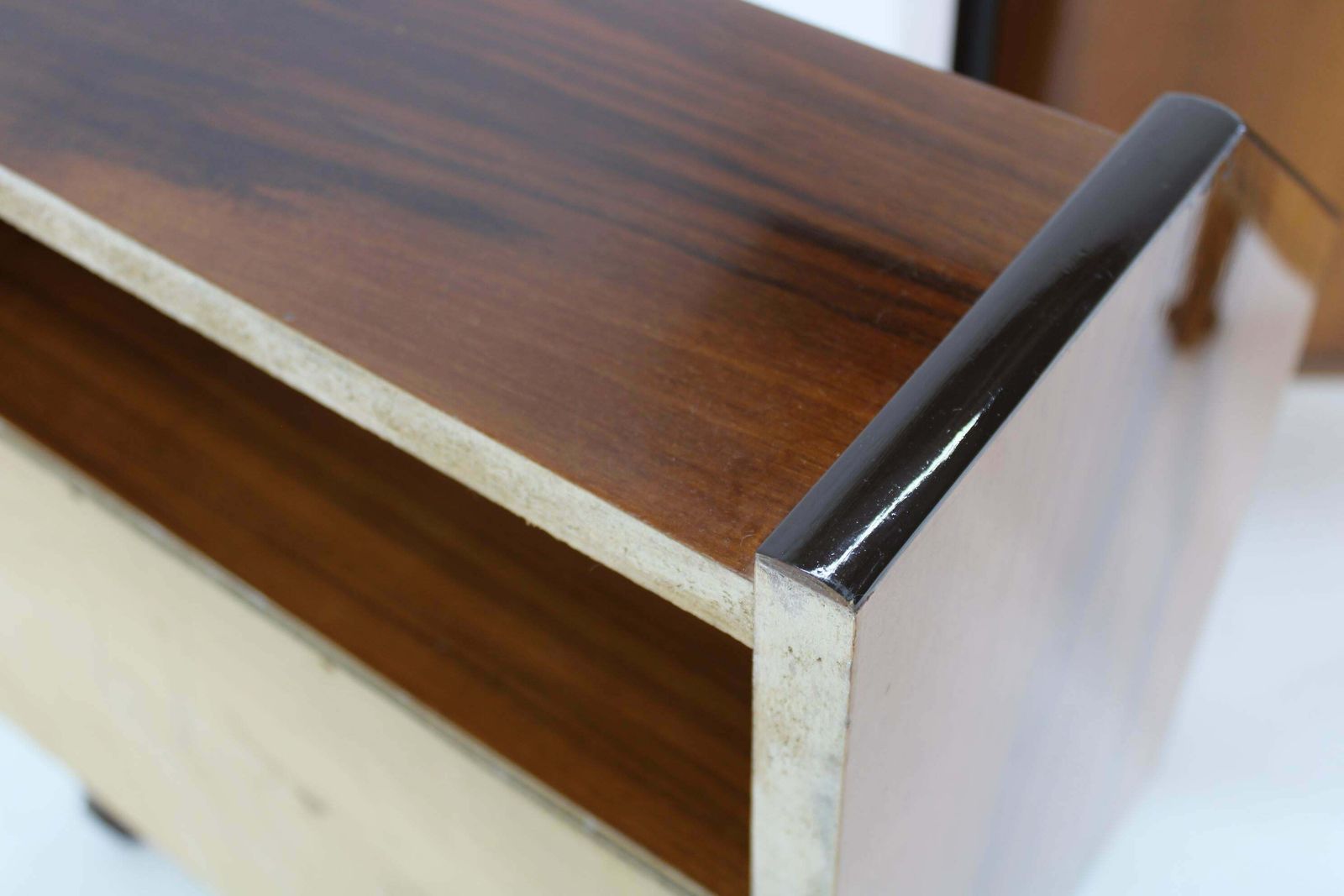 photo for sale 1960s Pair Of Nightstands In Walnut Finish, Italy