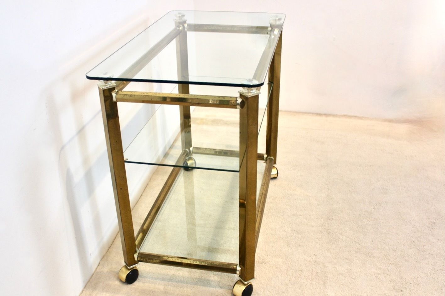 Gio Ponti & Terenghi Brass And Nickel Bar Cart, Italy photo vintage