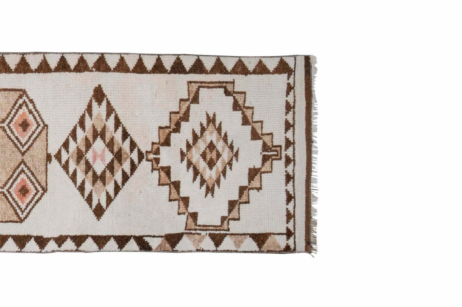 Vintage Cream Brown Herki Runner 2'8" X 12'4" photo 800.0