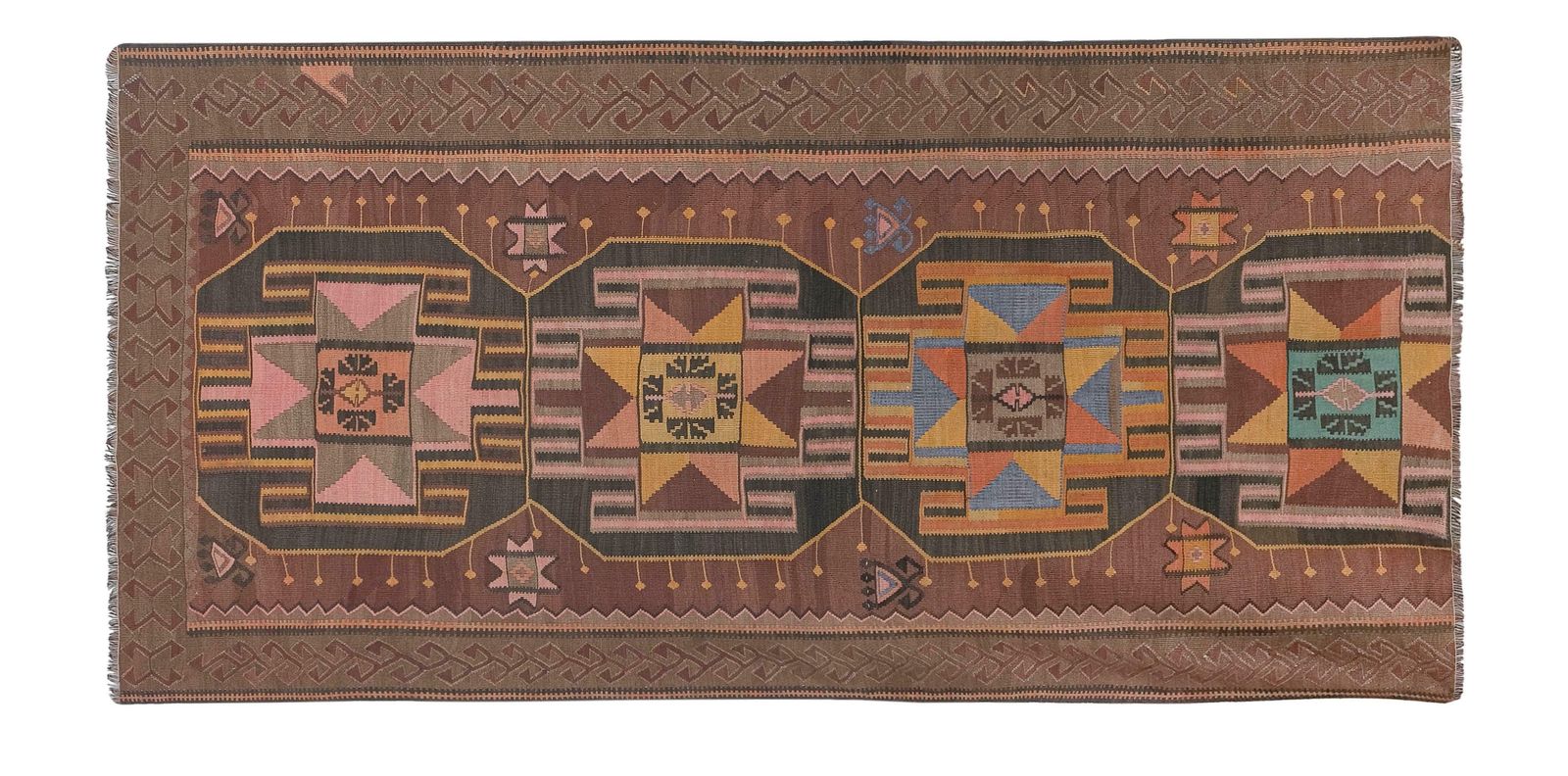 1960s Vintage Turkish Kars Kilim Rug 4'4'' X 8'7'' photo furniture