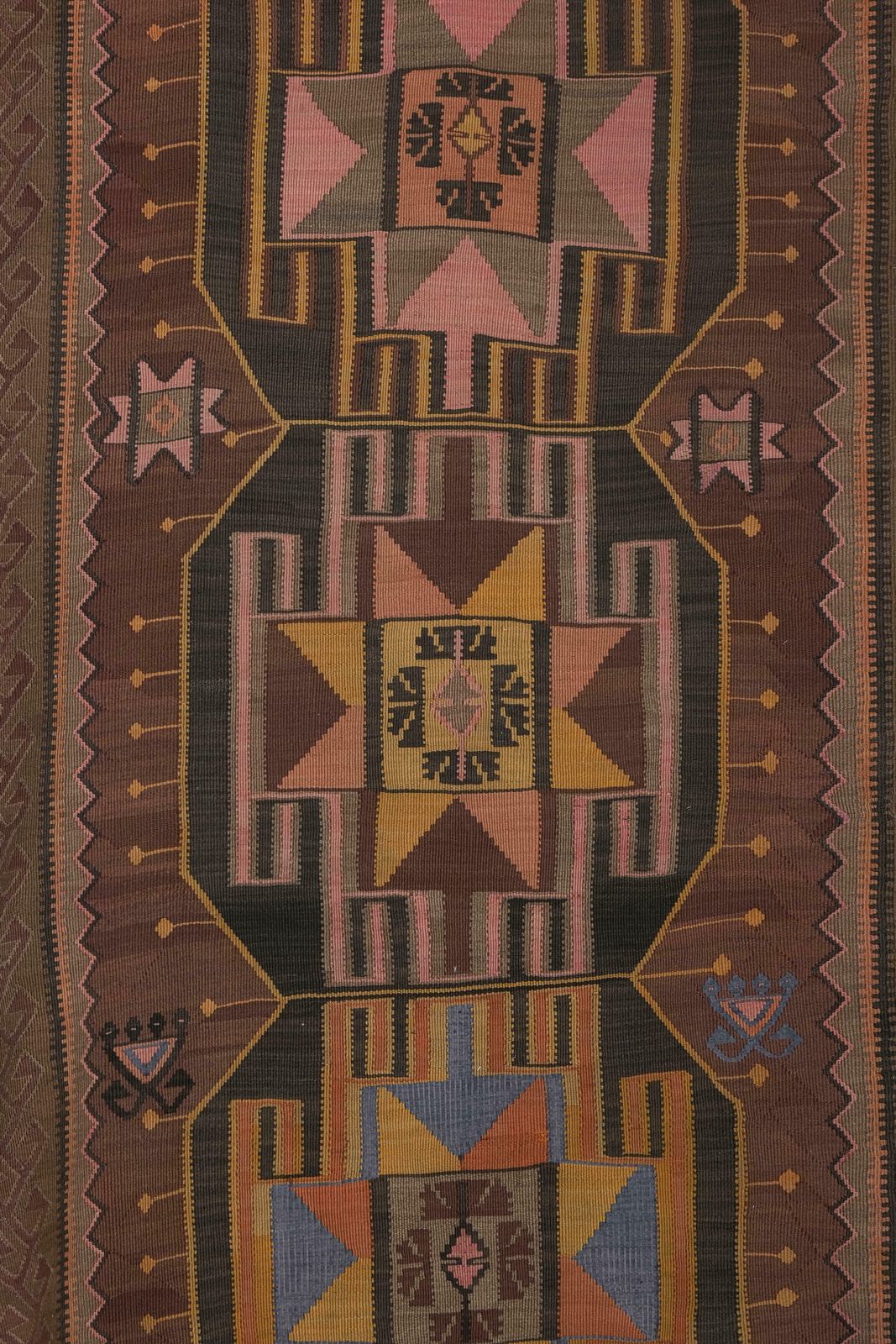 1960s Vintage Turkish Kars Kilim Rug 4'4'' X 8'7'' photo vinterior