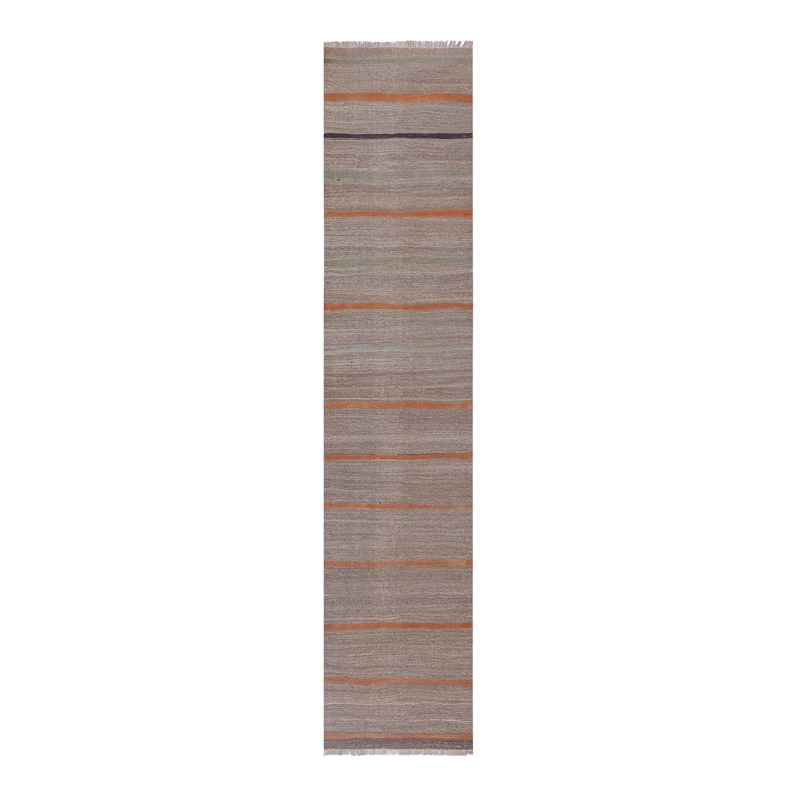 1960s Vintage Gray Turkish Hemp Kilim Runner 2'4'' X 9'12''