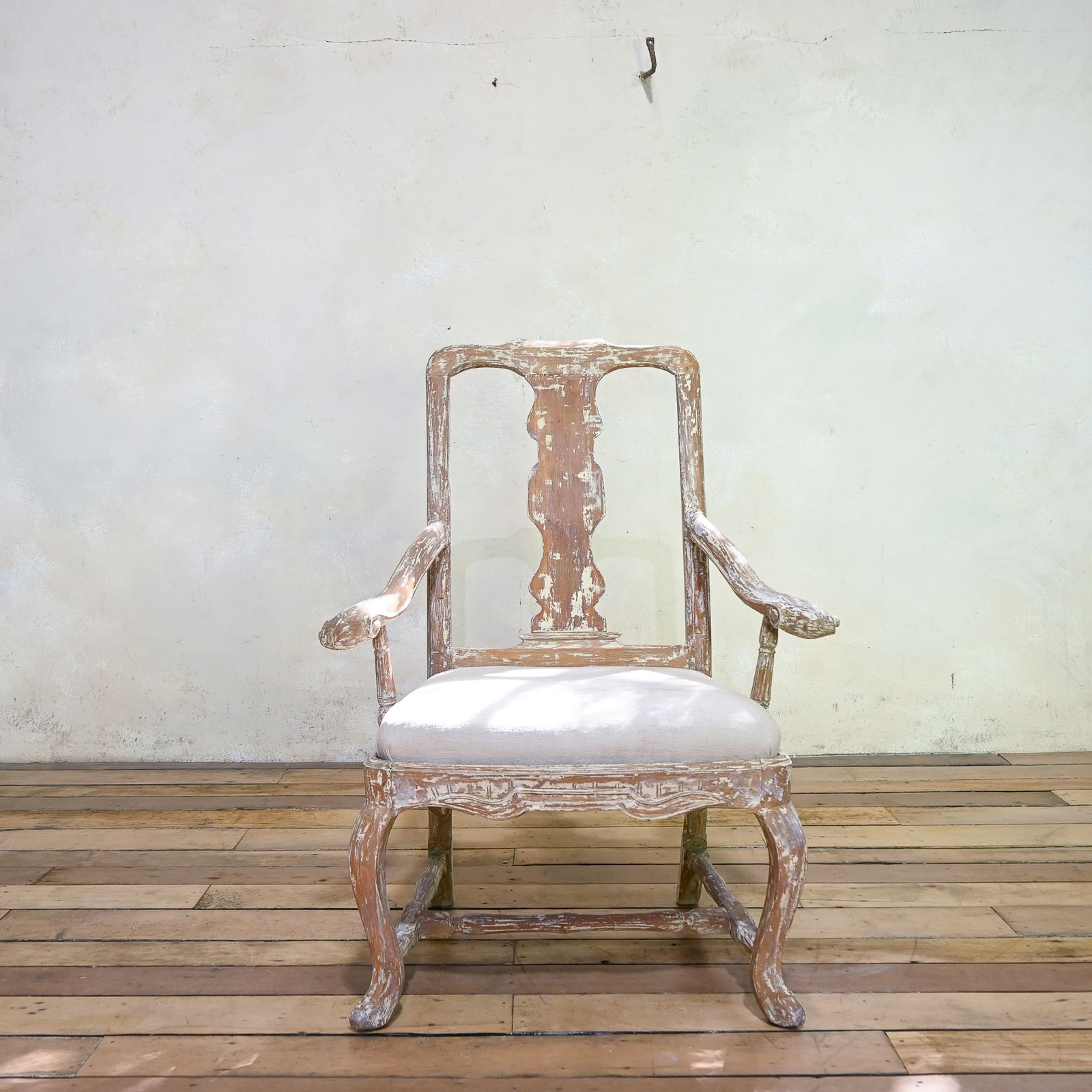 An 18th Century Swedish Gustavian Painted Open Armchair photo vintage