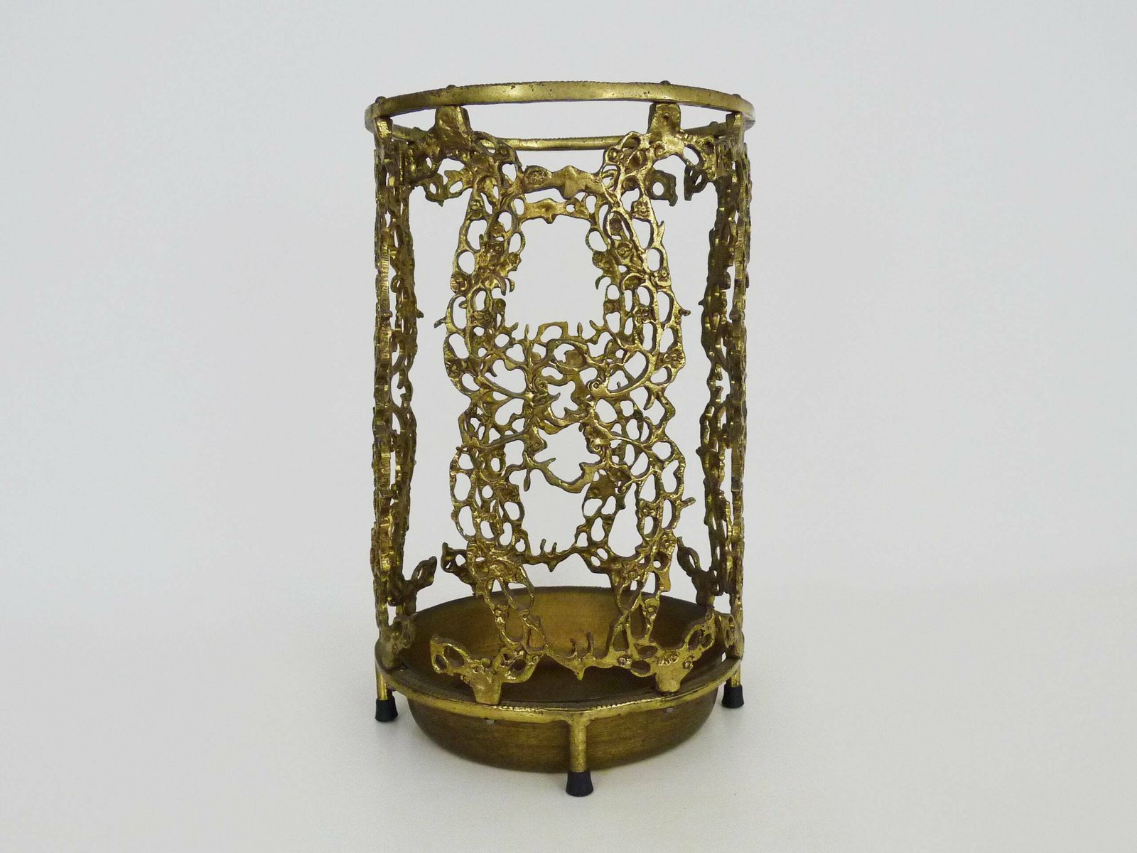 Umbrella Stand, Openwork Brass Cane Holder 37.5x23 Cm   14.76x9.05 "70s 80s
