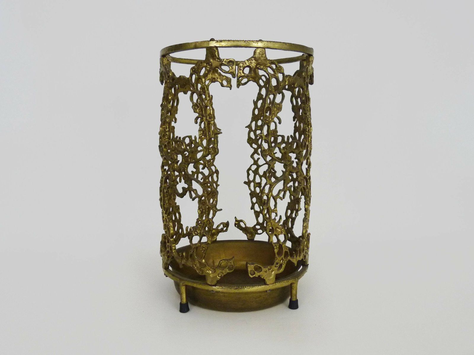 Umbrella Stand, Openwork Brass Cane Holder 37.5x23 Cm   14.76x9.05 "70s 80s photo furniture