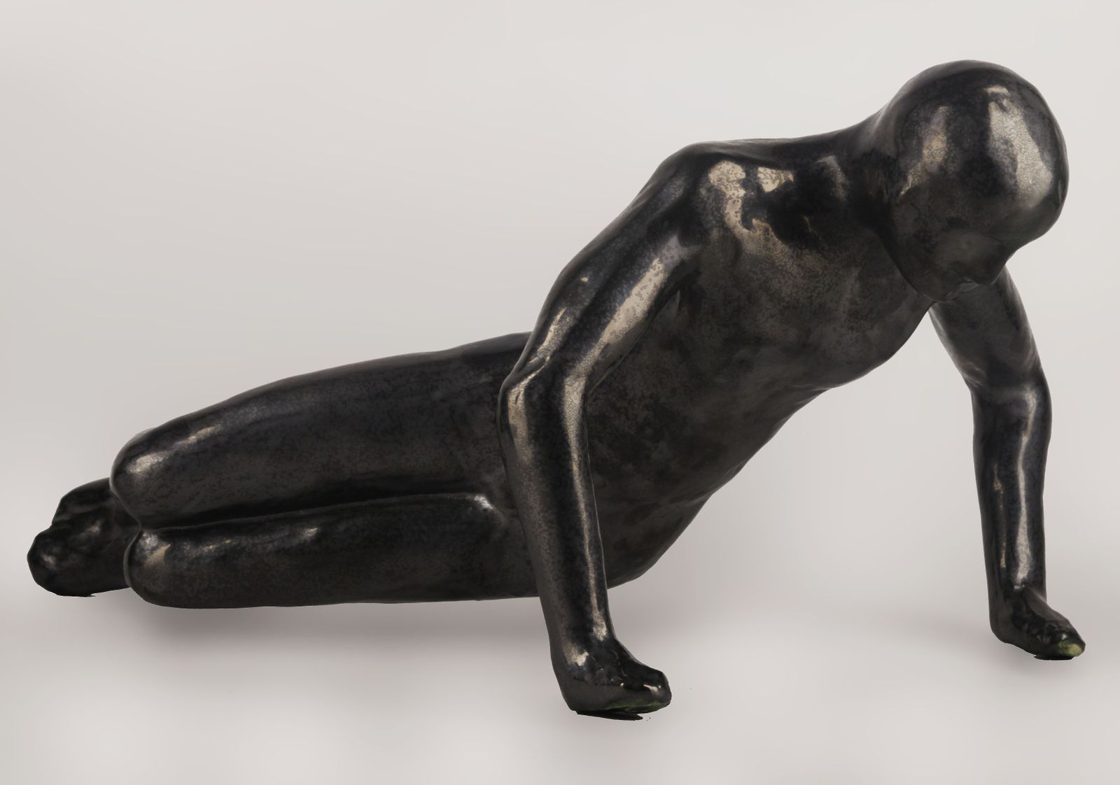 2021 Argentine Contemporary Enameled Dark Grey Ceramic Sculpture, As Part Of 'Cenotafios' Exhibition, By Author Vito Márquez photo furniture