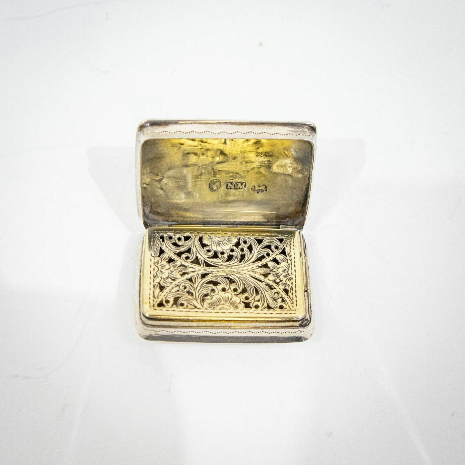 Victorian Silver Vinaigrette By Nathaniel Mills photo vintage