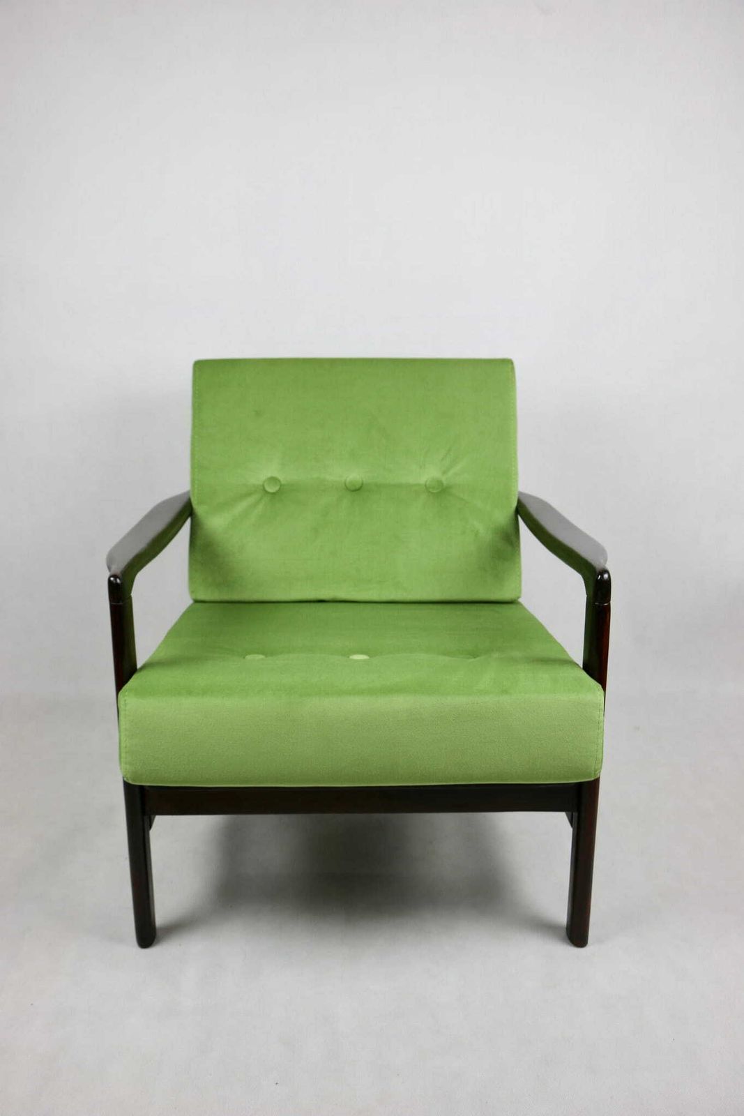 Wooden Armchair, Brown, Vintage, Pea Green, Designed By Z. Bączyk photo furniture