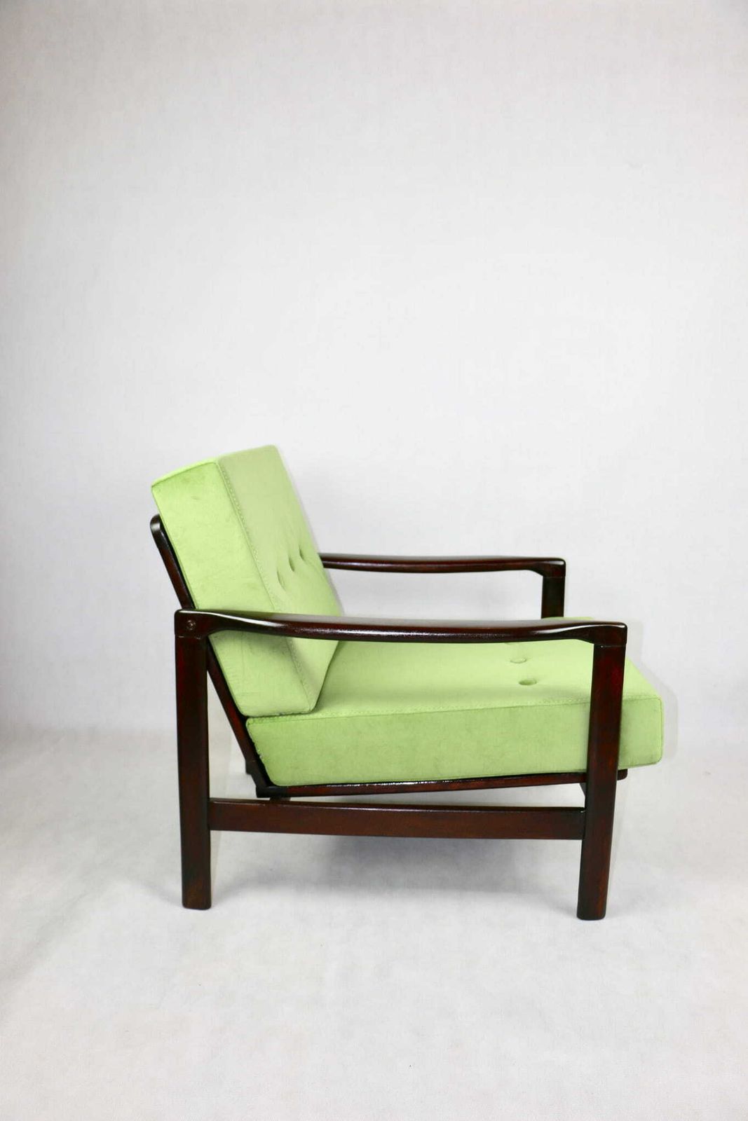 photo furniture Wooden Armchair, Brown, Vintage, Pea Green, Designed By Z. Bączyk
