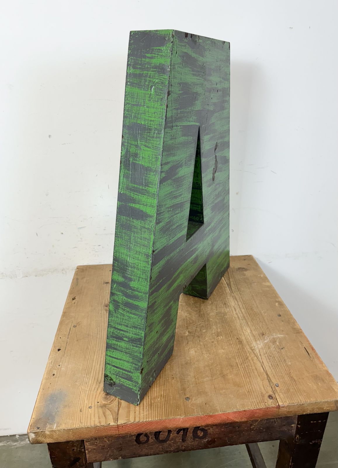 Large Vintage Green Iron Facade Letter A, 1970s photo 139.0
