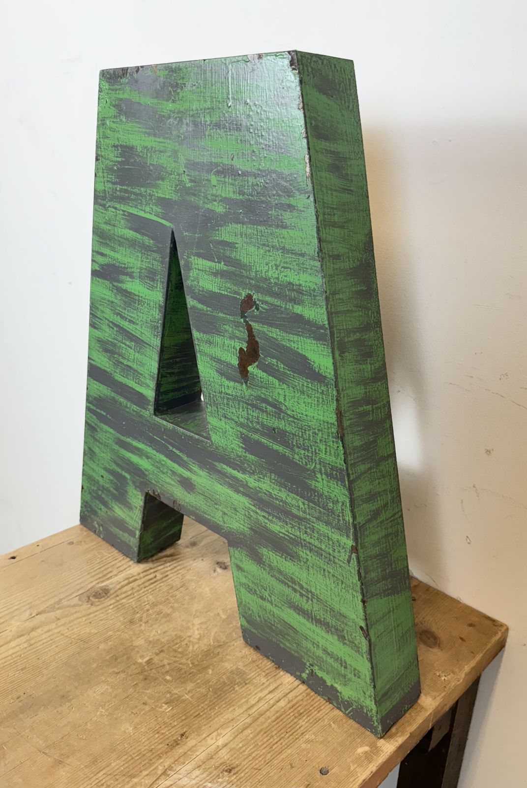 Large Vintage Green Iron Facade Letter A, 1970s photo buy