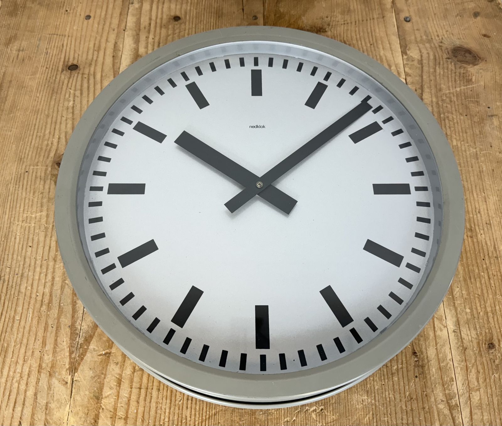 289.0 Grey Industrial Station Wall Clock From Nedklok, 1960 photo