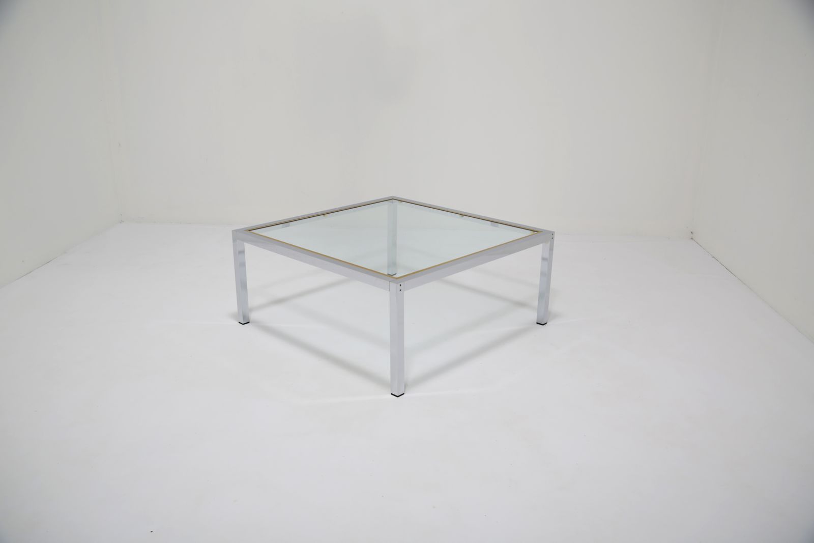 Mid Century Chrome And Glass Coffee Table, Italy, 1970s. photo for sale