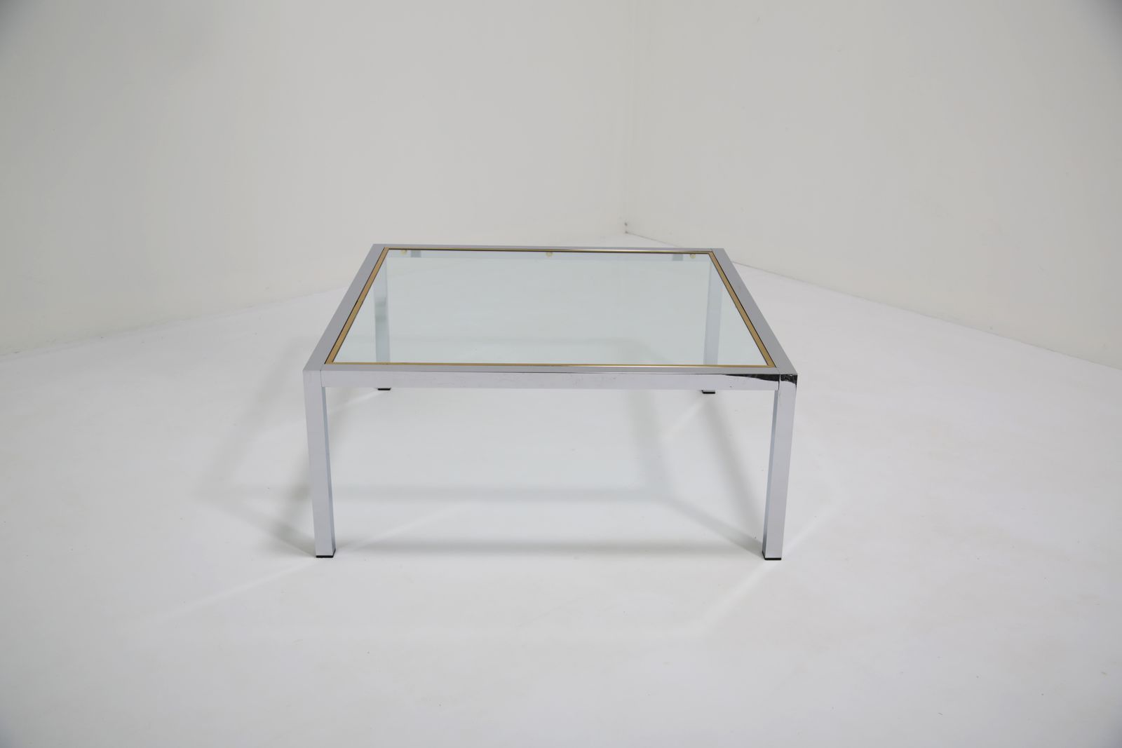 Mid Century Chrome And Glass Coffee Table, Italy, 1970s. photo vinterior
